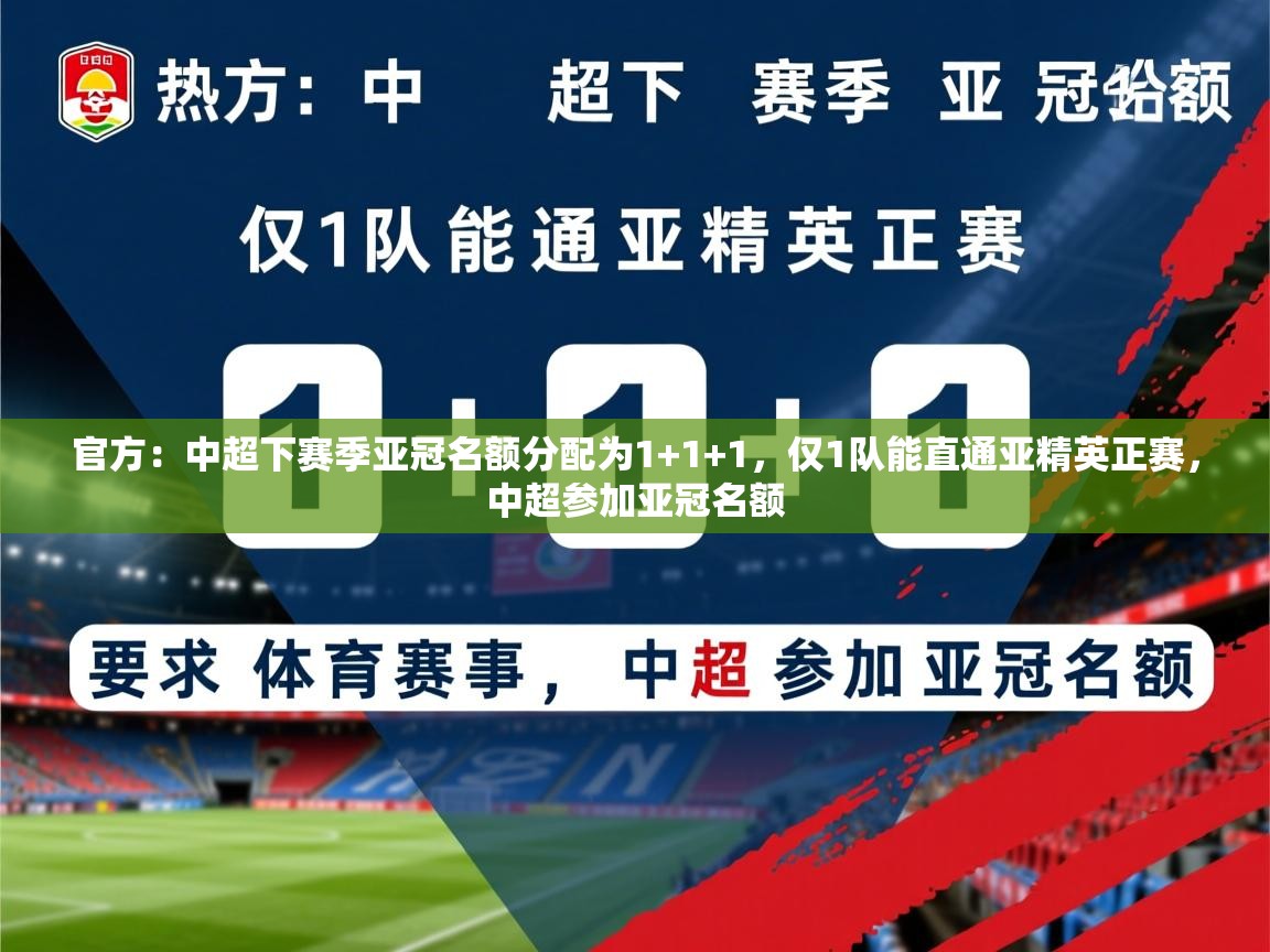 2025爱游戏体育在线官网入口官方：中超下赛季亚冠名额分配为1+1+1，仅1队能直通亚精英正赛，中超参加亚冠名额
